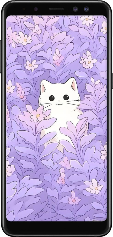 Силиконовый чехол Котик в цветах для Samsung Galaxy A8 2018 A530F - 6390u-1344 изображение 
