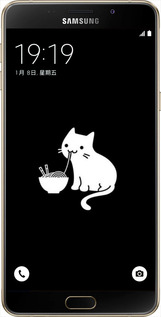 Силиконовый чехол С милым котом на черном фоне для Samsung Galaxy A8 A8000 - 6528u-135 изображение 