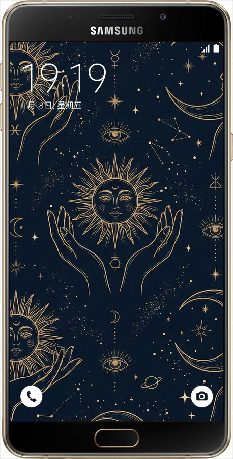 Силиконовый чехол Celestial Harmony: Sun & Moon Gold Mystic Pattern для Samsung Galaxy A8 A8000 - 6778u-135 изображение 