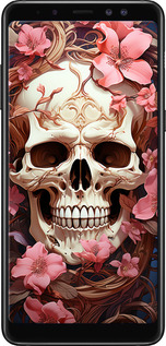 TPU чехол Череп у рожевих квітах для Samsung Galaxy A8 Plus 2018 A730F - 5965b-1345 изображение 