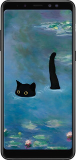 TPU чехол С изображением кота и водяной лилии Monet для Samsung Galaxy A8 Plus 2018 A730F - 6519b-1345 изображение 