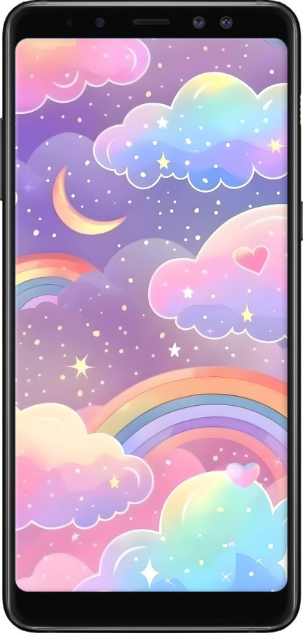 TPU чехол Облака и радуга для Samsung Galaxy A8 Plus 2018 A730F - 6312b-1345 изображение 