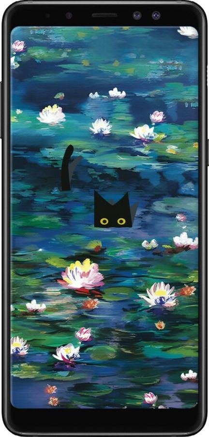 TPU чехол Чохол із зображенням водяних лілій Моне та кішок для Samsung Galaxy A8 Plus 2018 A730F - 6399b-1345 изображение 