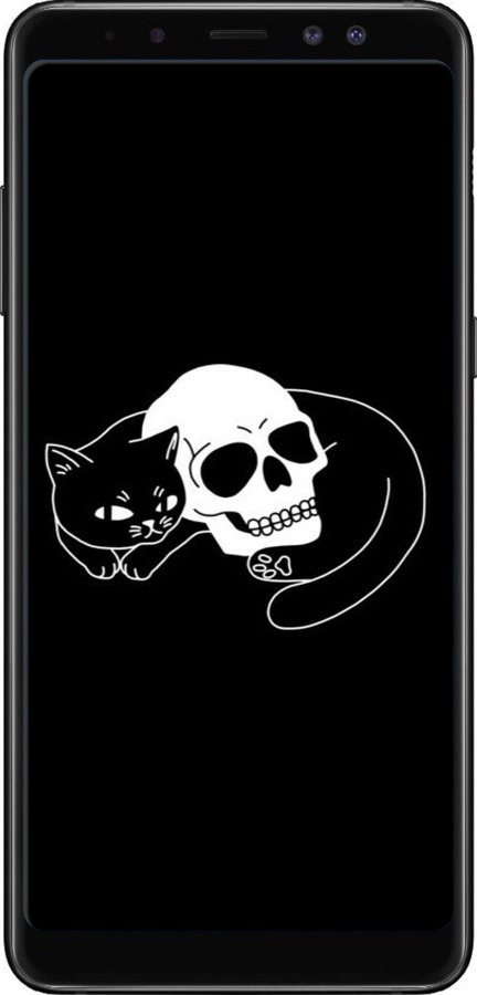 TPU чехол Із зображенням кота та черепа для Samsung Galaxy A8 Plus 2018 A730F - 6491b-1345 изображение 