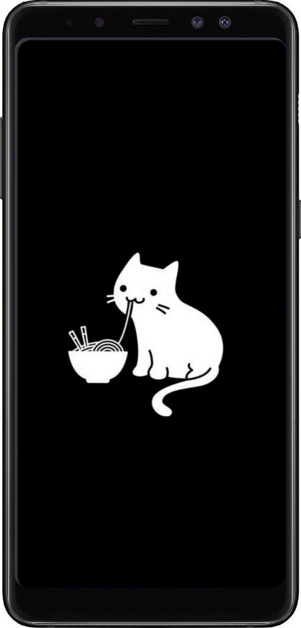 TPU чехол С милым котом на черном фоне для Samsung Galaxy A8 Plus 2018 A730F - 6528b-1345 изображение 