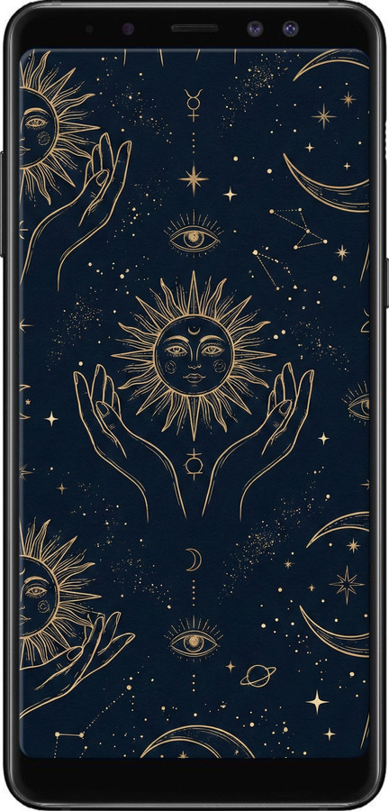 TPU чехол Celestial Harmony: Sun & Moon Gold Mystic Pattern для Samsung Galaxy A8 Plus 2018 A730F - 6778b-1345 изображение 