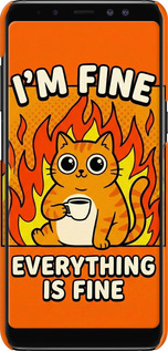 3D пластиковий матовий чехол Funny Cat для Samsung Galaxy A8 Plus 2018 A730F - 6786m-1345 изображение 