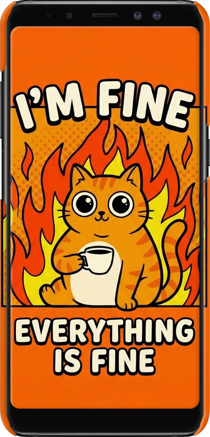 3D пластиковий матовий чехол Funny Cat для Samsung Galaxy A8 Plus 2018 A730F - 6786m-1345 изображение 