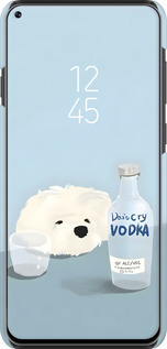 3D пластиковый матовый чехол Пес водка для Samsung Galaxy A8S - 6368m-1636 изображение 