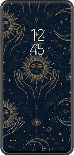 Силіконовий чехол Celestial Harmony: Sun & Moon Gold Mystic Pattern для Samsung Galaxy A8S - 6778u-1636 изображение 
