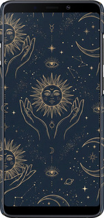 3D пластиковий матовий чехол Celestial Harmony: Sun & Moon Gold Mystic Pattern для Samsung Galaxy A9 (2018) - 6778m-1503 изображение 