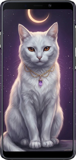 3D пластиковий матовий чехол Mystic White Cat Gothic Dark Purple Gold для Samsung Galaxy A9 (2018) - 6805m-1503 изображение 