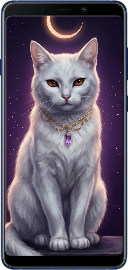 2D пластиковый чехол Mystic White Cat Gothic Dark Purple Gold для Samsung Galaxy A9 (2018) - 6805t-1503 изображение 
