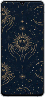 Силиконовый чехол Celestial Harmony: Sun & Moon Gold Mystic Pattern для Samsung Galaxy A90 5G - 6778u-1800 изображение 