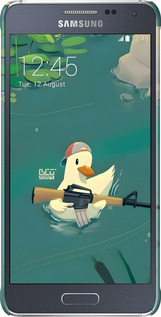 3D пластиковый глянцевый чехол Уточка с автоматом для Samsung Galaxy Alpha G850F - 6356c-65 изображение 