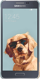 3D пластиковый глянцевый чехол Пес в очках для Samsung Galaxy Alpha G850F - 6381c-65 изображение 