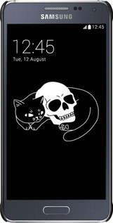 3D пластиковый глянцевый чехол С изображением кота и черепа для Samsung Galaxy Alpha G850F - 6491c-65 изображение 