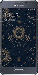 3D пластиковый глянцевый чехол Celestial Harmony: Sun & Moon Gold Mystic Pattern для Samsung Galaxy Alpha G850F - 6778c-65 изображение 