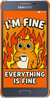 3D пластиковый глянцевый чехол Funny Cat для Samsung Galaxy Alpha G850F - 6786c-65 изображение 