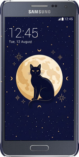 3D пластиковый глянцевый чехол Cute Cat Celestial/Witchy для Samsung Galaxy Alpha G850F - 6787c-65 изображение 