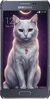3D пластиковий глянцевий чехол Mystic White Cat Gothic Dark Purple Gold для Samsung Galaxy Alpha G850F - 6805c-65 изображение 