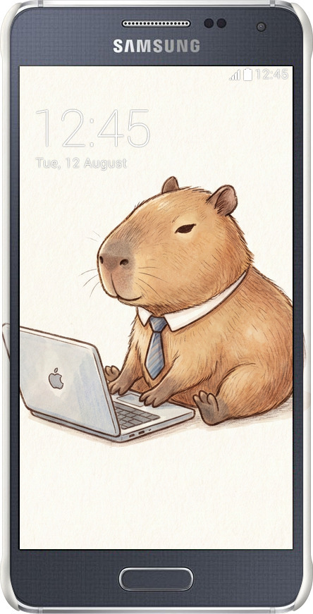 3D пластиковый матовый чехол Funny Capybara CEO Working для Samsung Galaxy Alpha G850F - 6777m-65 изображение 