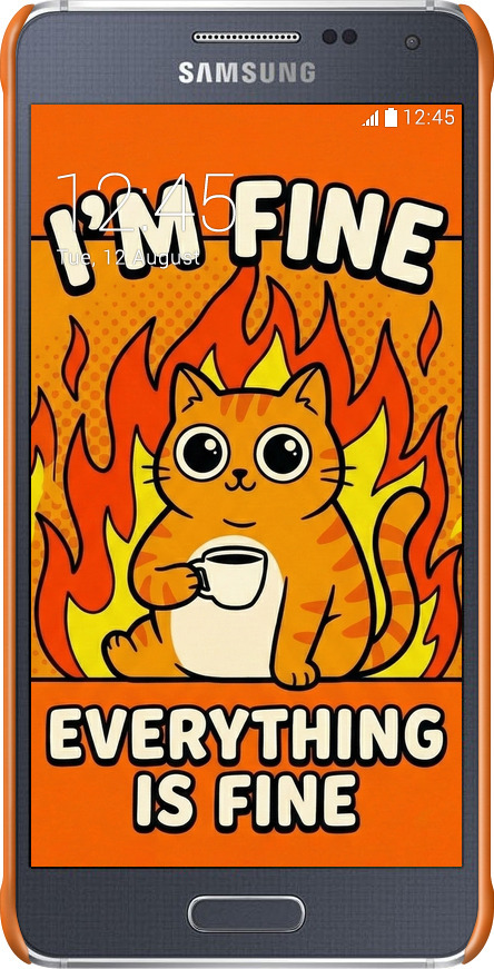 3D пластиковый глянцевый чехол Funny Cat для Samsung Galaxy Alpha G850F - 6786c-65 изображение 