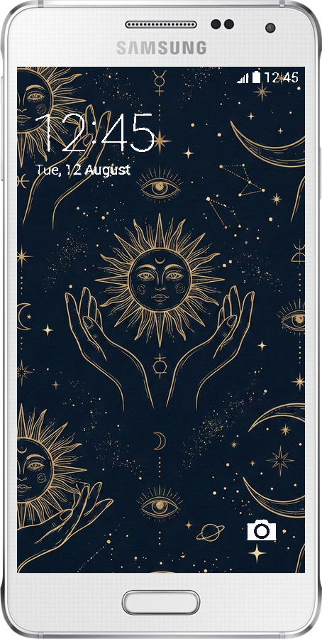 Силиконовый чехол Celestial Harmony: Sun & Moon Gold Mystic Pattern для Samsung Galaxy Alpha G850F - 6778u-65 изображение 