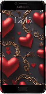3D пластиковый матовый чехол Сердечки для Samsung Galaxy C5 C5000 - 5831m-301 изображение 