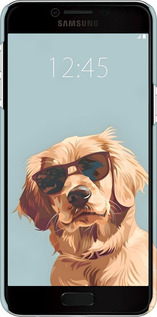 3D пластиковий матовий чехол Пес в очках для Samsung Galaxy C5 C5000 - 6381m-301 изображение 