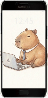 3D пластиковый матовый чехол Funny Capybara CEO Working для Samsung Galaxy C5 C5000 - 6777m-301 изображение 