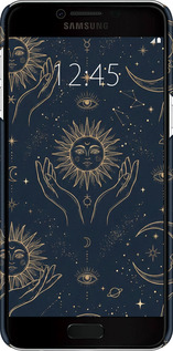 3D пластиковый матовый чехол Celestial Harmony: Sun & Moon Gold Mystic Pattern для Samsung Galaxy C5 C5000 - 6778m-301 изображение 