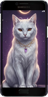 3D пластиковый матовый чехол Mystic White Cat Gothic Dark Purple Gold для Samsung Galaxy C5 C5000 - 6805m-301 изображение 