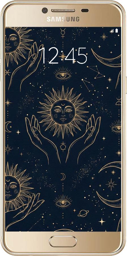 Силиконовый чехол Celestial Harmony: Sun & Moon Gold Mystic Pattern для Samsung Galaxy C5 C5000 - 6778u-301 изображение 