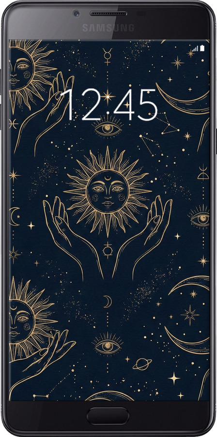 Силиконовый чехол Celestial Harmony: Sun & Moon Gold Mystic Pattern для Samsung Galaxy C9 Pro - 6778u-720 изображение 