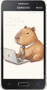 3D пластиковый глянцевый чехол Funny Capybara CEO Working для Samsung Galaxy Core 2 G355 - 6777c-75 изображение 