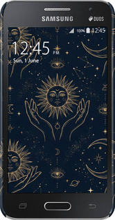 3D пластиковый матовый чехол Celestial Harmony: Sun & Moon Gold Mystic Pattern для Samsung Galaxy Core 2 G355 - 6778m-75 изображение 