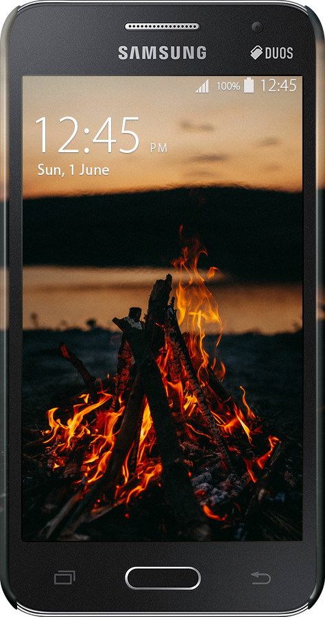 3D пластиковий глянцевий чехол Вогонь для Samsung Galaxy Core 2 G355 - 6021c-75 изображение 