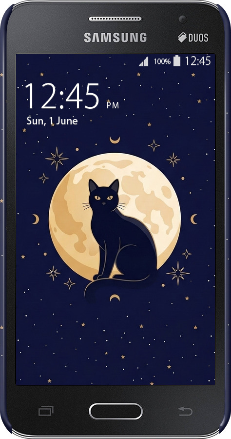 3D пластиковый глянцевый чехол Cute Cat Celestial/Witchy для Samsung Galaxy Core 2 G355 - 6787c-75 изображение 