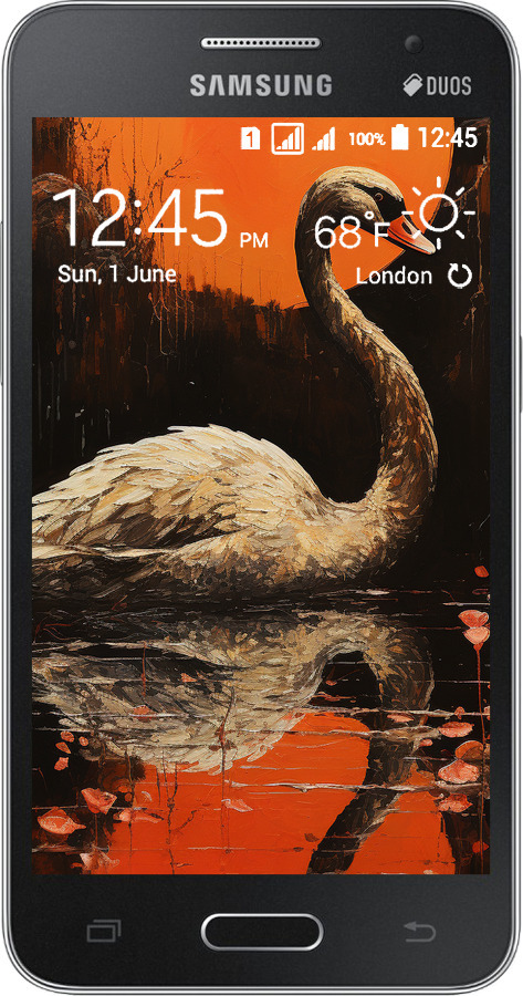 Силиконовый чехол Лебедь для Samsung Galaxy Core 2 G355 - 5964u-75 изображение 