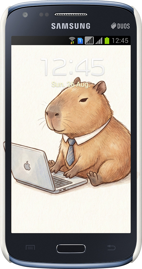 3D пластиковый глянцевый чехол Funny Capybara CEO Working для Samsung Galaxy Core i8262 - 6777c-88 изображение 