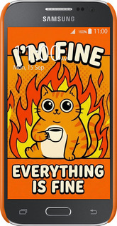 3D пластиковый глянцевый чехол Funny Cat для Samsung Galaxy Core Prime G360H - 6786c-76 изображение 