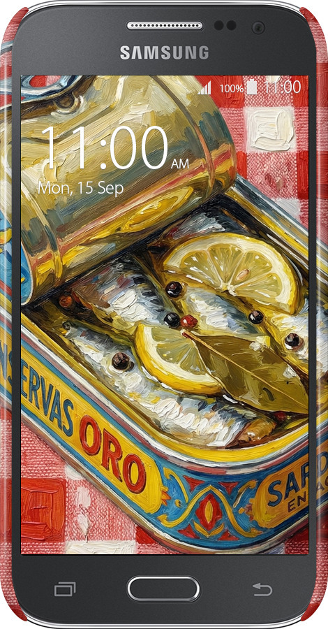 3D пластиковый глянцевый чехол Vintage Sardine Tin Phone для Samsung Galaxy Core Prime G360H - 6772c-76 изображение 