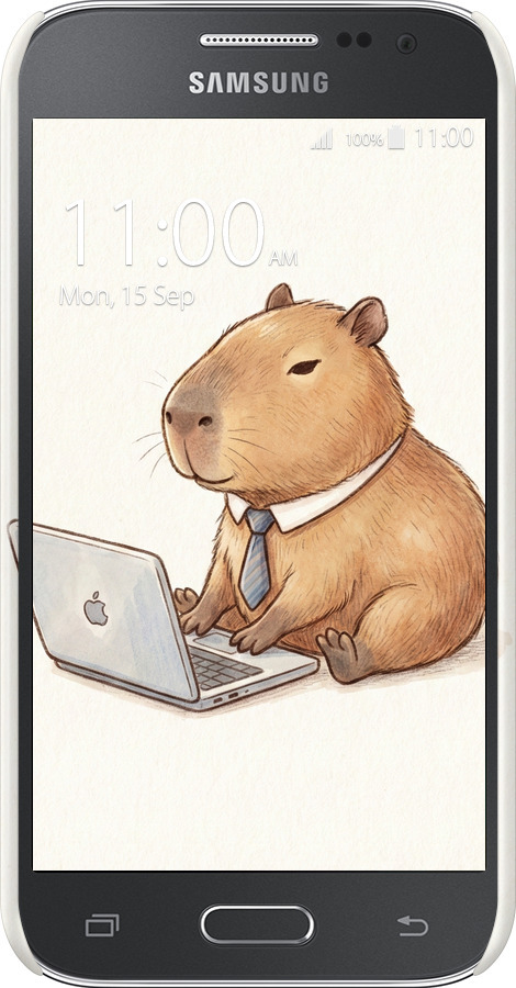 3D пластиковый глянцевый чехол Funny Capybara CEO Working для Samsung Galaxy Core Prime G360H - 6777c-76 изображение 