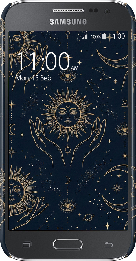 3D пластиковий глянцевий чехол Celestial Harmony: Sun & Moon Gold Mystic Pattern для Samsung Galaxy Core Prime G360H - 6778c-76 изображение 