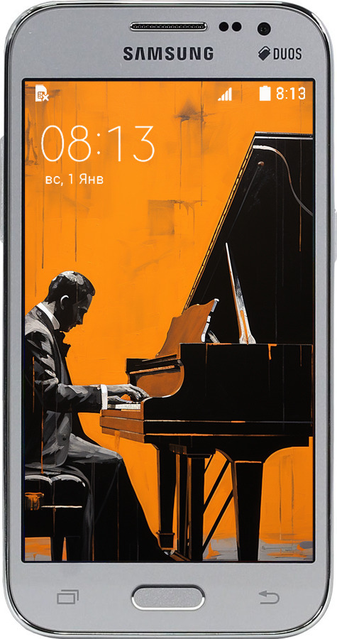 Силіконовий чехол Чохол для телефона Чоловік за Роялем для Samsung Galaxy Core Prime G360H - 5938u-76 изображение 
