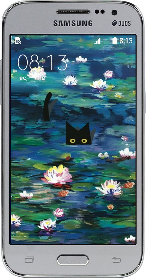 Силиконовый чехол із зображенням водяних лілій та кішок для Samsung Galaxy Core Prime G360H - 6257u-76 изображение 