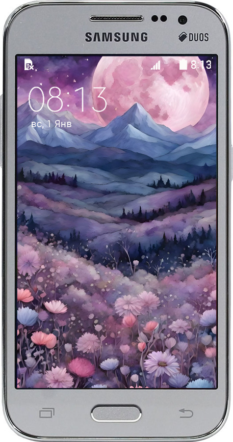 Силиконовый чехол Ночь луна арт для Samsung Galaxy Core Prime G360H - 6319u-76 изображение 