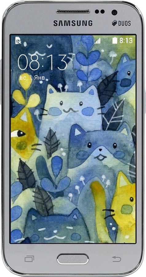 Силіконовий чехол Із зображенням котячого лісу для Samsung Galaxy Core Prime G360H - 6447u-76 изображение 