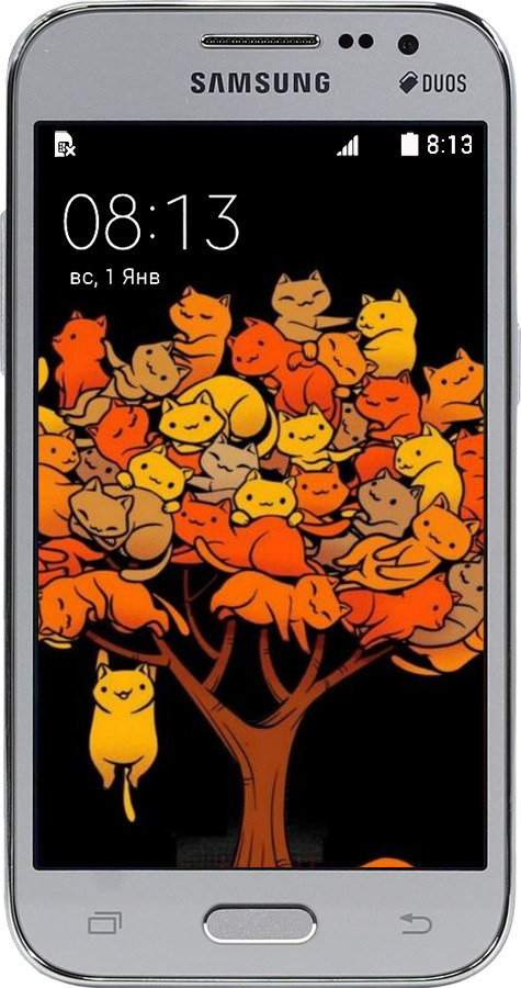 Силиконовый чехол Дерево и котики для Samsung Galaxy Core Prime G360H - 6516u-76 изображение 